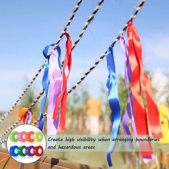 8 Pack Flagging Tape Non-Adhesive Plastic Ribbon Neon Marking Tape 1.2" x 1200 - Picture 8 of 11